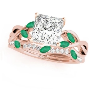 Twisted Princess Emeralds and Diamonds Bridal Sets 18k Rose Gold 1.23ct - All