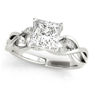 Princess Diamonds Vine Leaf Engagement Ring 14k White Gold 0.50ct - All