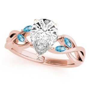 Pear Blue Topaz Vine Leaf Engagement Ring 18k Rose Gold 1.50ct - All