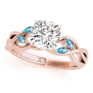 Cushion Blue Topaz Vine Leaf Engagement Ring 18k Rose Gold 1.50ct - All