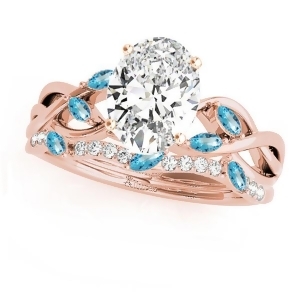 Twisted Oval Blue Topazes and Diamonds Bridal Sets 14k Rose Gold 1.73ct - All