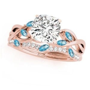 Twisted Cushion Blue Topazes and Diamonds Bridal Sets 14k Rose Gold 1.23ct - All
