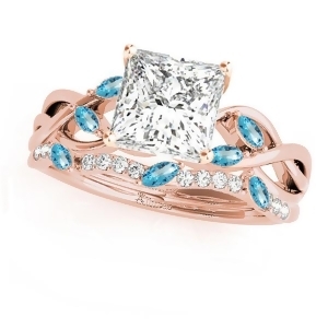 Twisted Princess Blue Topazes and Diamonds Bridal Sets 14k Rose Gold 1.73ct - All