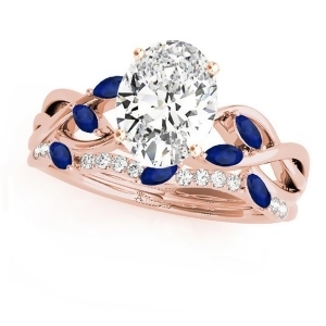 Twisted Oval Blue Sapphires and Diamonds Bridal Sets 14k Rose Gold 1.23ct - All