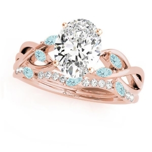 Twisted Oval Aquamarines and Diamonds Bridal Sets 14k Rose Gold 1.73ct - All