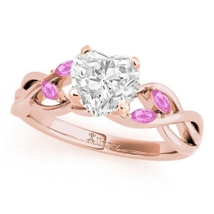 Heart Pink Sapphires Vine Leaf Engagement Ring 18k Rose Gold 1.50ct - All