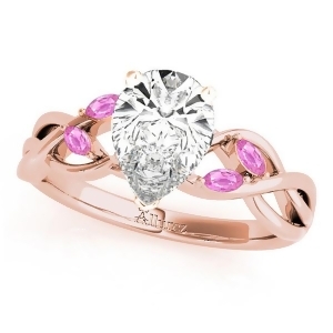 Pear Pink Sapphires Vine Leaf Engagement Ring 18k Rose Gold 1.50ct - All