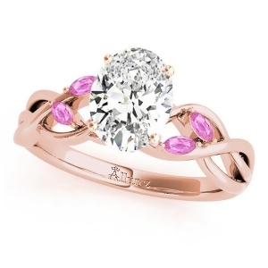 Oval Pink Sapphires Vine Leaf Engagement Ring 18k Rose Gold 1.50ct - All