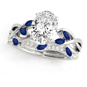 Twisted Oval Blue Sapphires and Diamonds Bridal Sets 14k White Gold 1.73ct - All