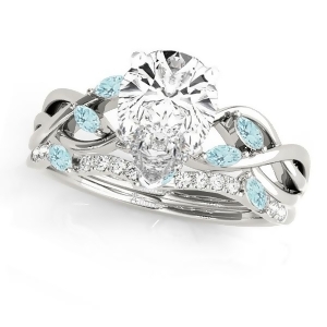 Twisted Pear Aquamarines and Diamonds Bridal Sets 14k White Gold 1.73ct - All