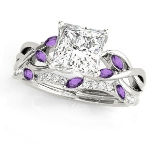Twisted Princess Amethysts and Diamonds Bridal Sets 14k White Gold 1.73ct - All