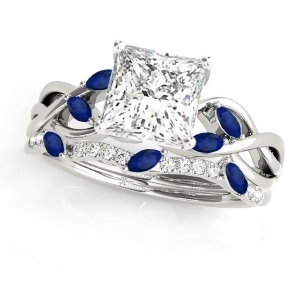 Twisted Princess Blue Sapphires and Diamonds Bridal Sets Platinum 0.73ct - All