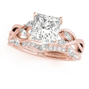 Twisted Princess Diamonds Bridal Sets 18k Rose Gold 1.73ct - All