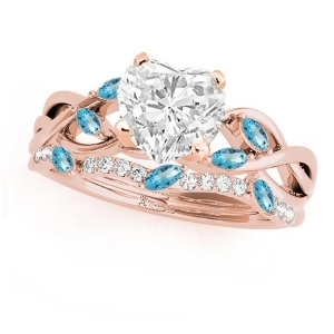 Twisted Heart Blue Topazes and Diamonds Bridal Sets 18k Rose Gold 1.73ct - All