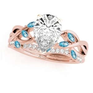 Twisted Pear Blue Topazes and Diamonds Bridal Sets 18k Rose Gold 1.73ct - All