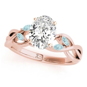 Twisted Oval Aquamarines Vine Leaf Engagement Ring 14k Rose Gold 1.50ct - All