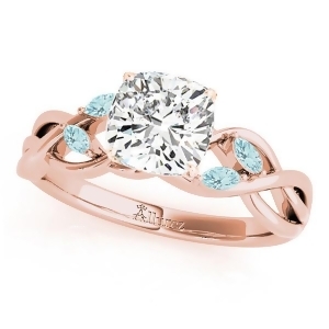 Twisted Cushion Aquamarines Vine Leaf Engagement Ring 14k Rose Gold 1.50ct - All
