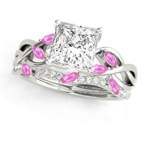 Twisted Princess Pink Sapphires and Diamonds Bridal Sets Platinum 1.73ct - All