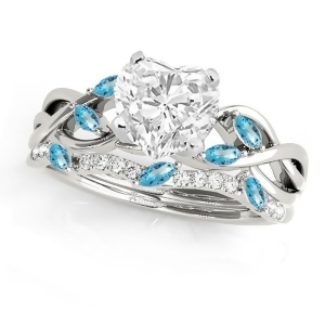 Twisted Heart Blue Topazes and Diamonds Bridal Sets Platinum 1.73ct - All