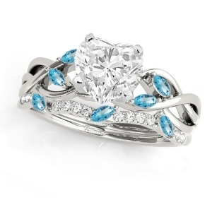 Twisted Heart Blue Topazes and Diamonds Bridal Sets Platinum 1.23ct - All