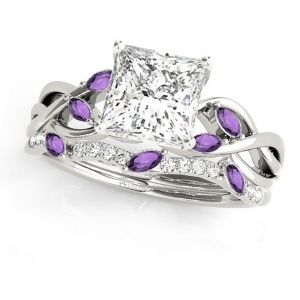 Twisted Princess Amethysts and Diamonds Bridal Sets 18k White Gold 1.73ct - All