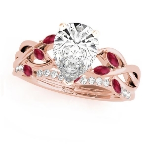 Twisted Pear Rubies and Diamonds Bridal Sets 14k Rose Gold 1.73ct - All