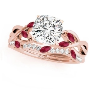 Twisted Cushion Rubies and Diamonds Bridal Sets 14k Rose Gold 1.73ct - All
