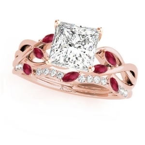 Twisted Princess Rubies and Diamonds Bridal Sets 14k Rose Gold 1.73ct - All
