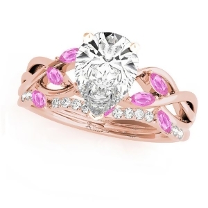 Twisted Pear Pink Sapphires and Diamonds Bridal Sets 14k Rose Gold 1.73ct - All