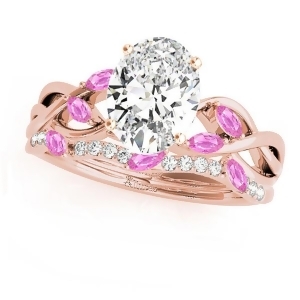 Twisted Oval Pink Sapphires and Diamonds Bridal Sets 14k Rose Gold 1.73ct - All