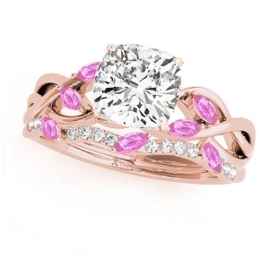 Twisted Cushion Pink Sapphires and Diamonds Bridal Sets 14k Rose Gold 1.73ct - All