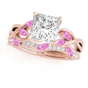 Twisted Princess Pink Sapphires and Diamonds Bridal Sets 14k Rose Gold 0.73ct - All
