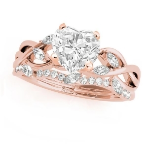 Twisted Heart Diamonds Bridal Sets 14k Rose Gold 1.73ct - All
