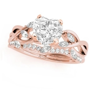 Twisted Heart Diamonds Bridal Sets 14k Rose Gold 1.23ct - All