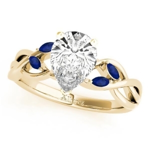 Pear Blue Sapphires Vine Leaf Engagement Ring 18k Yellow Gold 1.50ct - All
