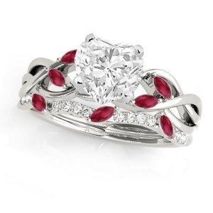 Twisted Heart Rubies and Diamonds Bridal Sets Palladium 1.73ct - All