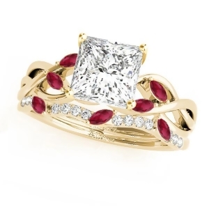 Twisted Princess Rubies and Diamonds Bridal Sets 18k Yellow Gold 1.73ct - All