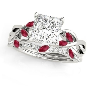 Twisted Princess Rubies and Diamonds Bridal Sets 18k White Gold 1.73ct - All