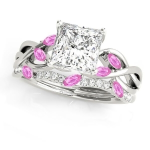 Twisted Princess Pink Sapphires and Diamonds Bridal Sets 18k White Gold 1.73ct - All
