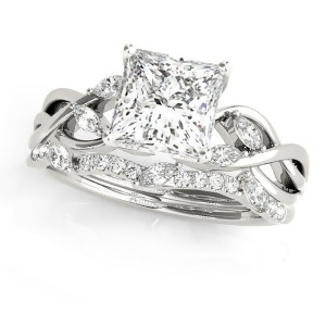 Twisted Princess Diamonds Bridal Sets 14k White Gold 0.73ct - All