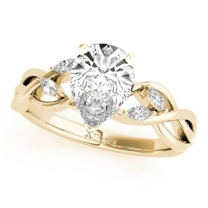 Twisted Pear Diamonds Vine Leaf Engagement Ring 18k Yellow Gold 1.50ct - All