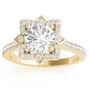 Diamond Royal Halo Engagement Ring Setting 14K Yellow Gold 0.31ct - All
