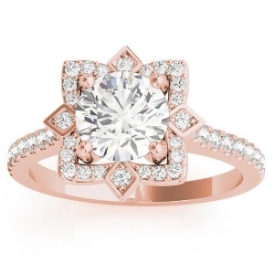 Diamond Royal Halo Engagement Ring Setting 14K Rose Gold 0.31ct - All
