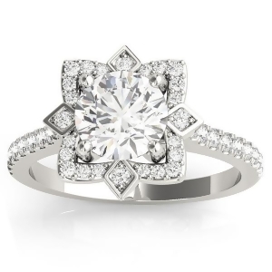 Diamond Royal Halo Engagement Ring Setting 18K White Gold 0.31ct - All