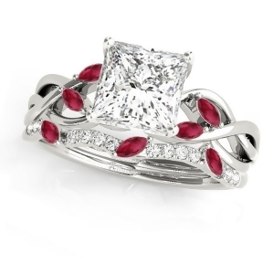 Twisted Princess Rubies and Diamonds Bridal Sets 14k White Gold 1.23ct - All