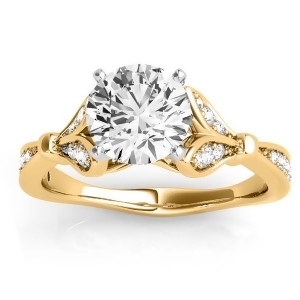 Diamond Tulip Engagement Ring Setting 14K Yellow Gold 0.21ct - All