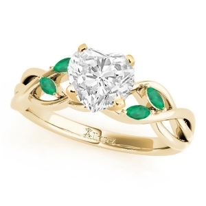 Twisted Heart Emeralds Vine Leaf Engagement Ring 14k Yellow Gold 1.50ct - All