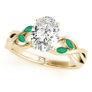 Twisted Oval Emeralds Vine Leaf Engagement Ring 14k Yellow Gold 1.50ct - All
