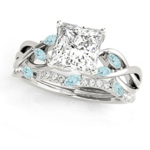 Twisted Princess Aquamarines and Diamonds Bridal Sets 18k White Gold 0.73ct - All