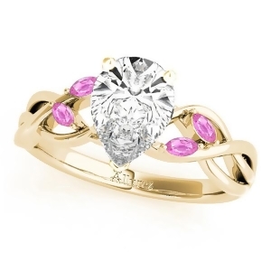 Pear Pink Sapphires Vine Leaf Engagement Ring 18k Yellow Gold 1.00ct - All
